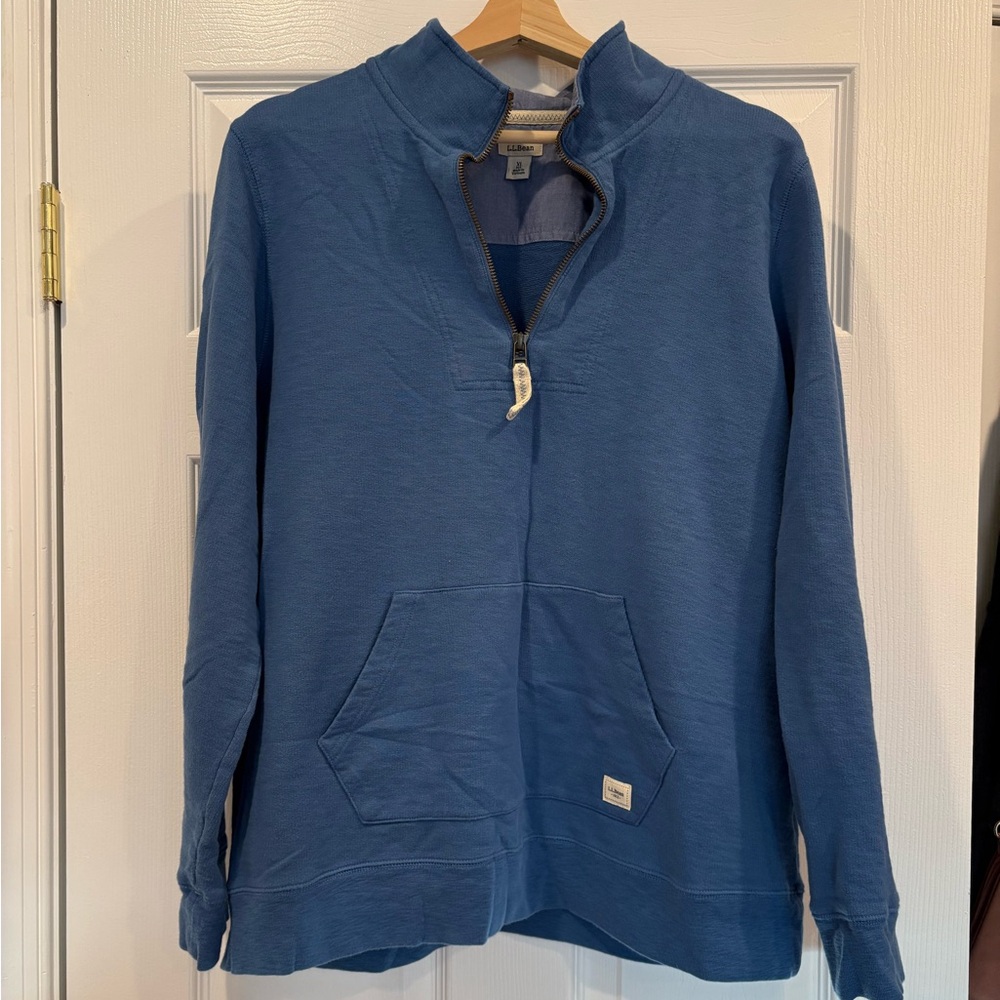 LL Bean Quarter-Zip Pullover Sweatshirt in Dusty Blue